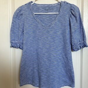 Talbots, petite small, blue and white stripe t-shirt.